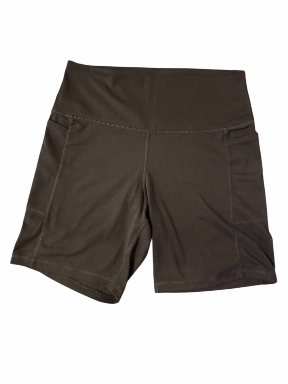 Danskin Women's Black High-Waist Active Shorts w/ Pockets - size L - 6” inseam